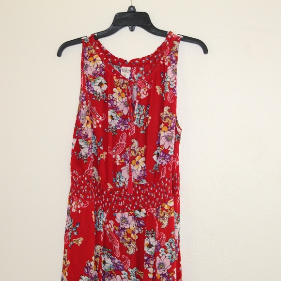 red flowered maxi dress